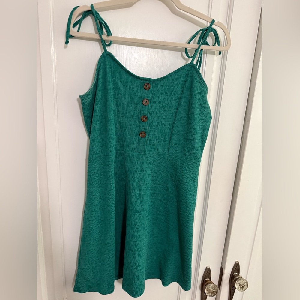 Arizona Jean Company Teal Tie-Shoulder Sundress with Button Front